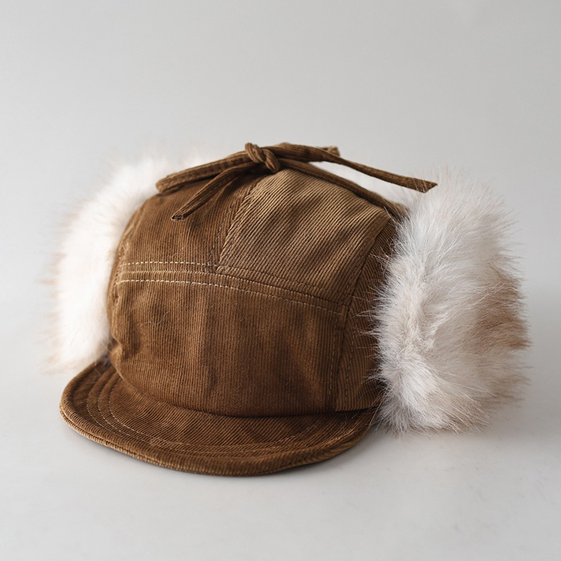 Corduroy Cap 5 Panel - Cord-Bombermütze 5-Panel Unisex Winter Warme Flauschige
