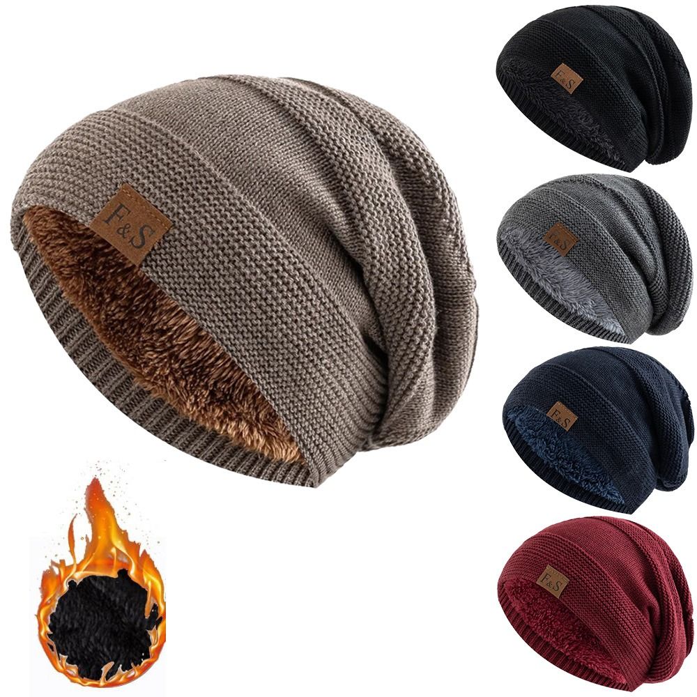 Beanie Cuffed Knit - Lässige, mit Fell gefütterte Wintermütze, weiche,