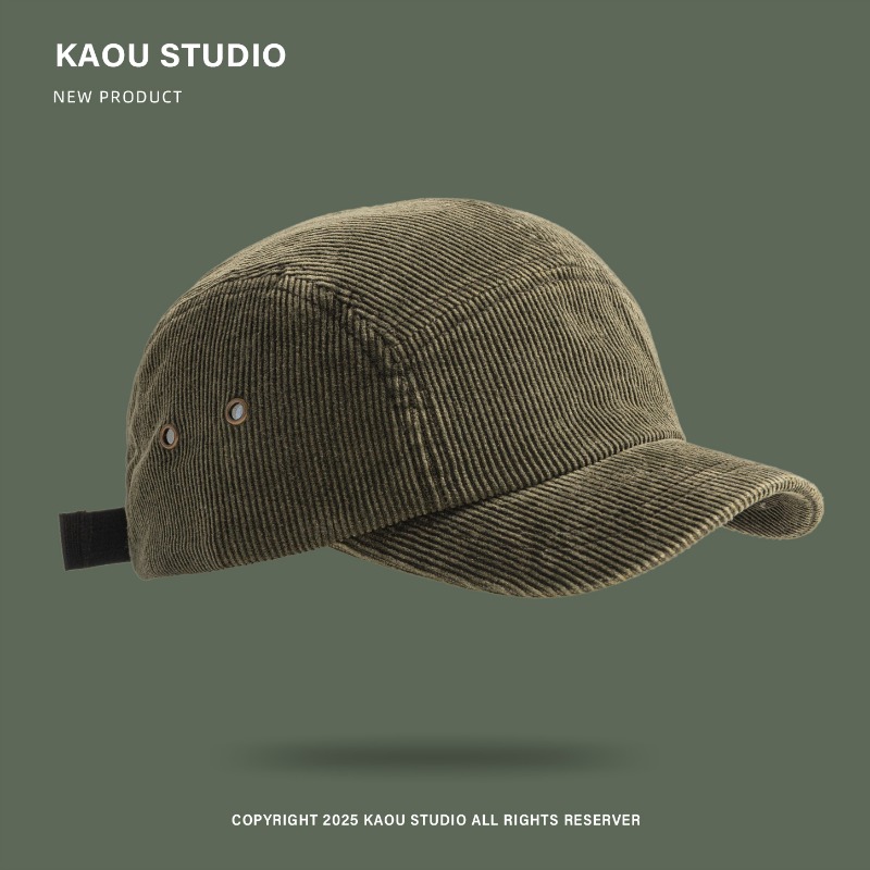 Corduroy Cap 5 Panel - Japanische Retro einfarbige Cord-Fünf-Panel-Baseballmütze Herbst und