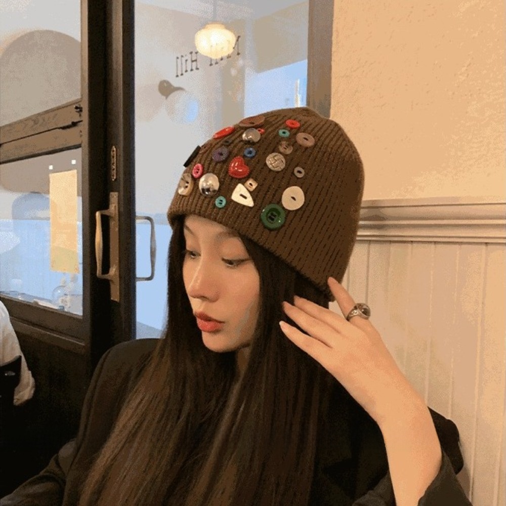 Bunte Knopfmütze, Unregelmäßig – Beanie Cuffed Knit Bewertung und Preis